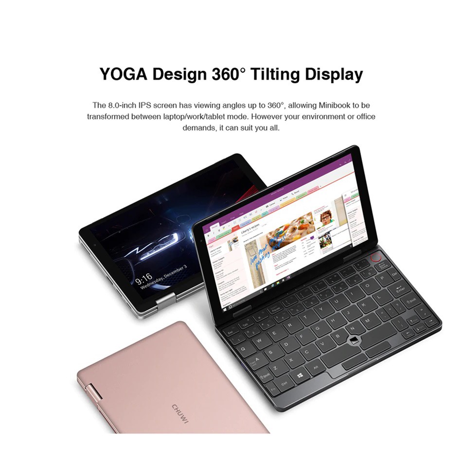 Mini Laptop Chuwi MiniBook Core M3-8100Y/8/256GB 512GB màn hình 8 inch Full HD