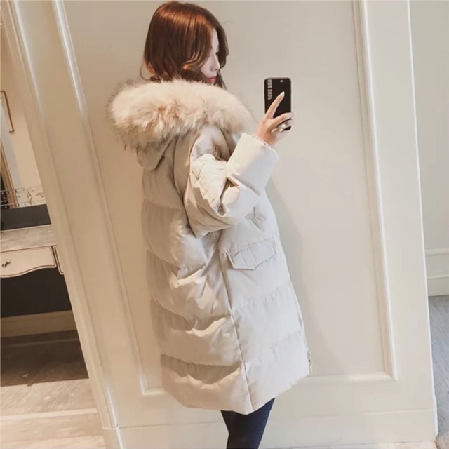 Áo phao cổ lông dáng dài hàng l1 QCCC