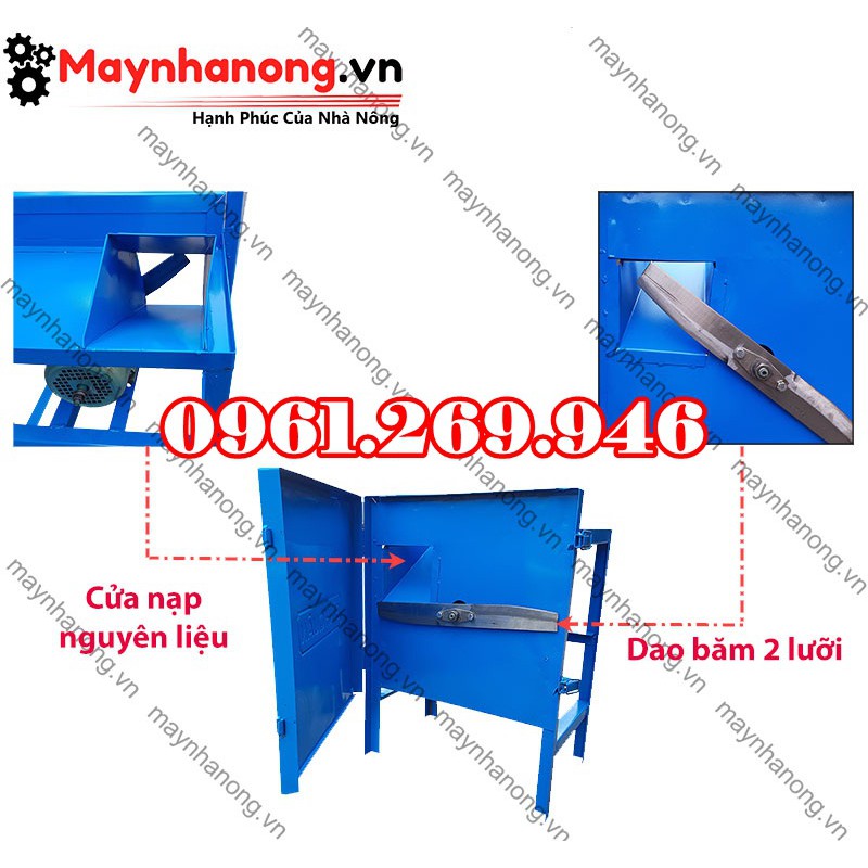 Máy băm cỏ, băm chuối cho gà vịt, motor 1.1kw - 1.5HP bảo hành 12 tháng
