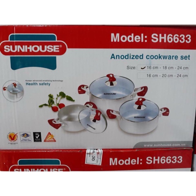 Bộ 3 nồi sunhouse 