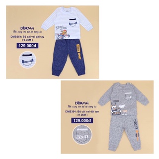   DMB354  Bộ dài tay cài vai Dokma cho bé trai 9-36M 