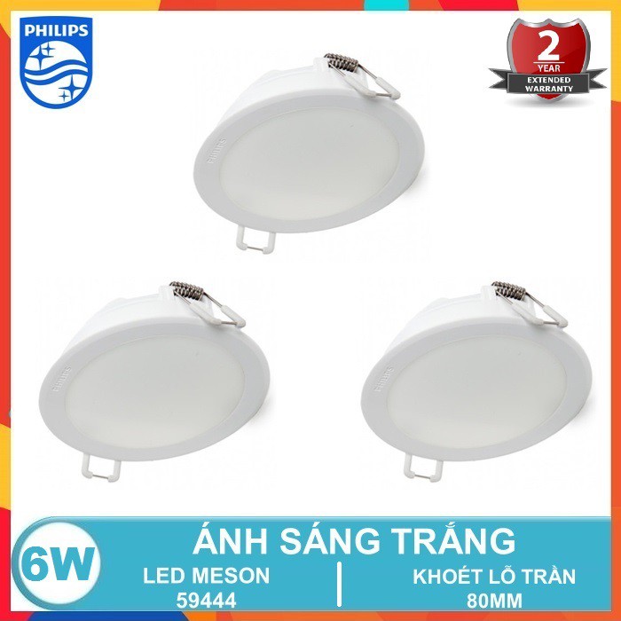 BỘ 3 - BỘ ĐÈN LED ÂM TRẦN PHILIPS MESON G3 6W ( 59444 ) DOWNLIGHT DẠNG TRÒN ( 3 MÀU LỰA CHỌN TRẮNG & TRUNG TÍNH & VÀNG )