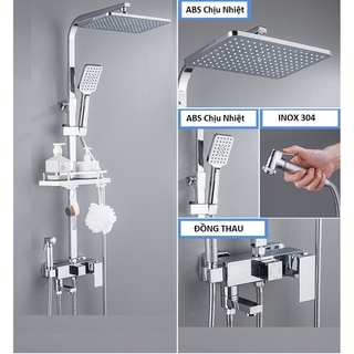 [FREESHIP] Bộ vòi sen tắm nóng lạnh cao cấp thân vuông inox SS301 Sunshine (Màu Bạc)