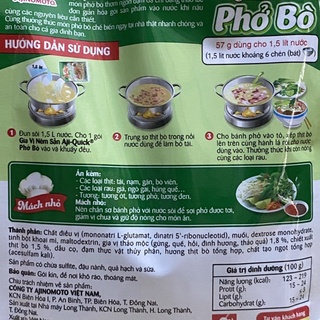 [57 g ][Phở Bò] Túi Gia Vị Nêm Sẵn Aji Quick