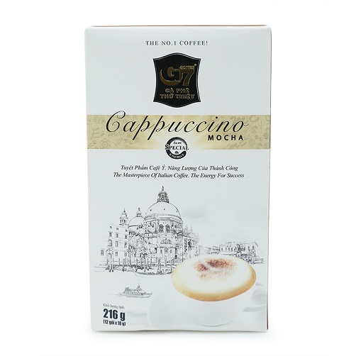 CÀ PHÊ TRUNG NGUYÊN HÒA TAN CAPUCHINO MOCHA - HAZELNUT - COCONUT - CAFE G7 HÒA TAN HỘP 12gói x 18gr CAPUCHINO