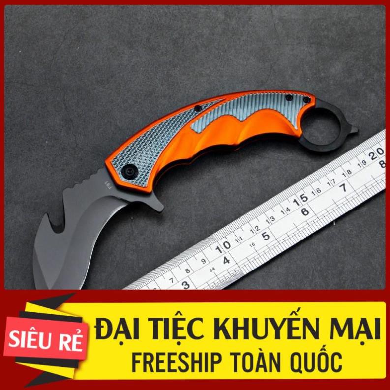 [ Siêu To ] Dao Phượt Karambit EDC - Thép Không Gỉ - Có Phá Kính - Khóa Lưỡi - Hàng Có Sẵn