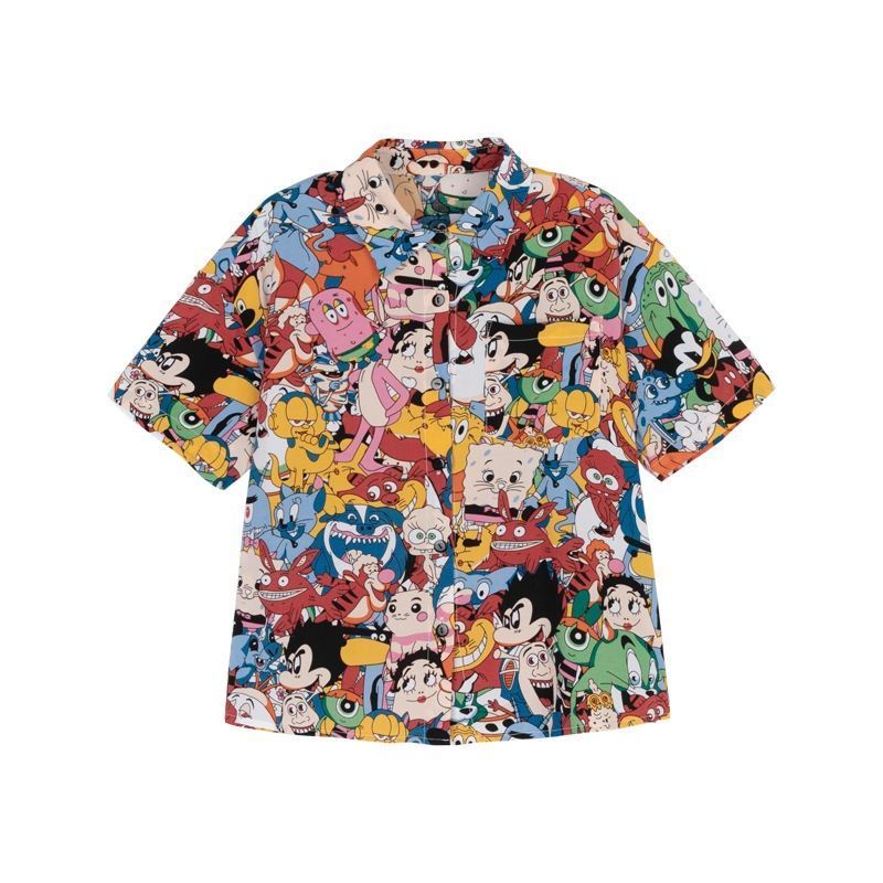 Áo Sơ Mi Ngắn Tay In Họa Tiết Graffiti Phong Cách Hàn Quốc Mới Thời Trang Mùa Hè Dành Cho Bé Gái