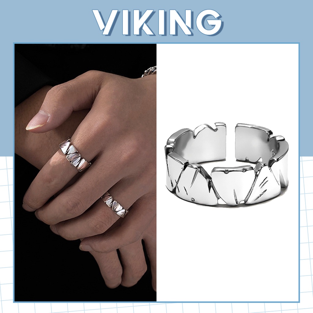 Nhẫn Nam Nữ Thép Không Gỉ Họa Tiết Mountain Dễ Điều Chỉnh R54