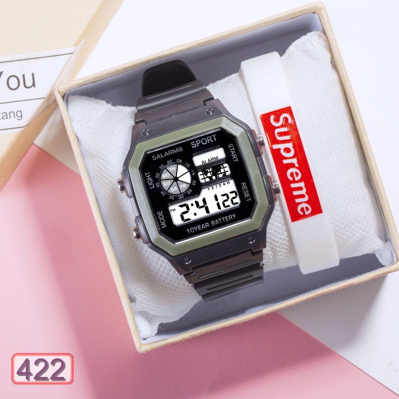 ĐỒNG HỒ NAM NỮ HAZO 422 SALARMS VUÔNG ĐIỆN TỬ THỜI TRANG CỰC ĐẸP