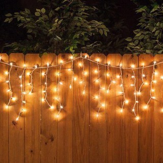 Đèn LED rèm dài 8 mét 40 sợi mỗi sợi dài 60cm ánh sáng vàng trang trí sinh nhật, ngoài trời, cây cối