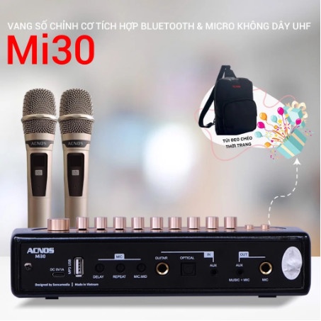 Vang số chỉnh cơ tích hợp Bluetooth và Micro không dây UHF Acnos Mi30 + Hàng Chính Hãng