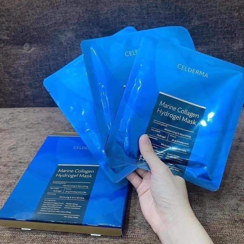 Mặt Nạ Thạch Anh Celderma Collagen Màu Xanh - Date 2023 Marine Collagen Hydrogel Mask