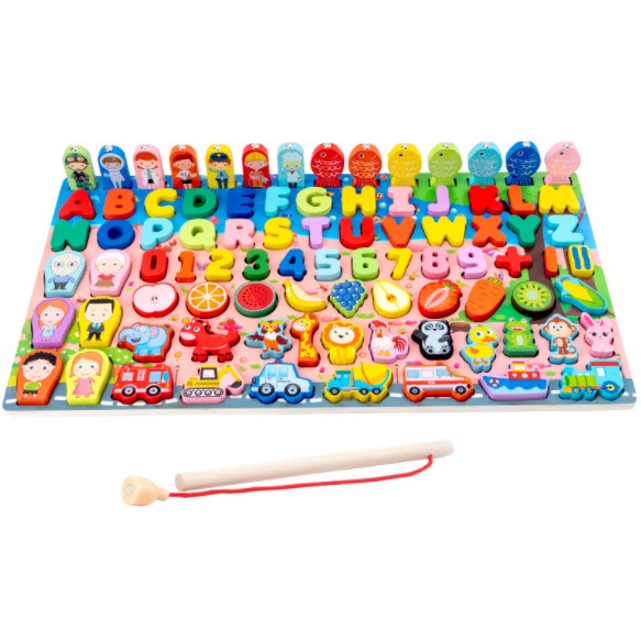 Đồ Chơi Bảng Gỗ 7in1 Câu Cá Kèm Số Tư Duy, Chữ Cái, Trái Cây, Động Vật Cho Bé Phát Triển Tư Duy và Sáng Tạo