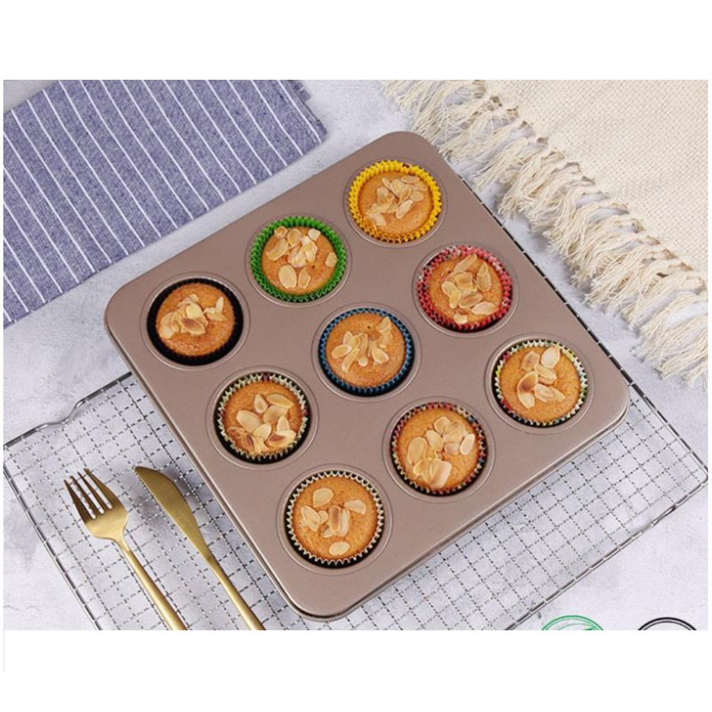 Khuôn Làm Bánh Muffin 12 / 9 / 6 Lỗ Chống Dính Tiện Dụng