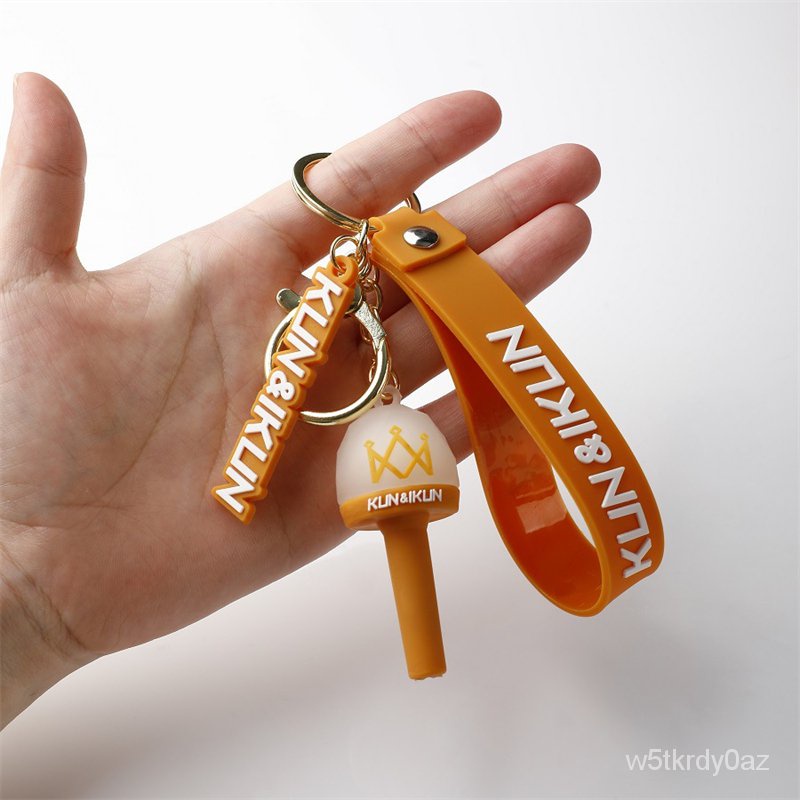 Móc Khóa Có Dây Mềm Kèm Gậy Phát Sáng In LOGO Idol KUN IKUN