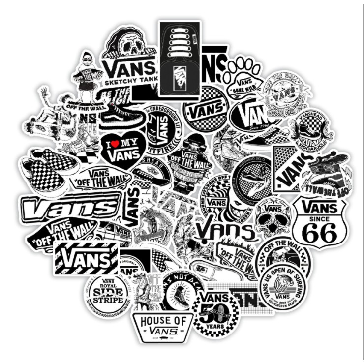 [Vans] Set hình dán sticker trắng đen black and white b&w bw