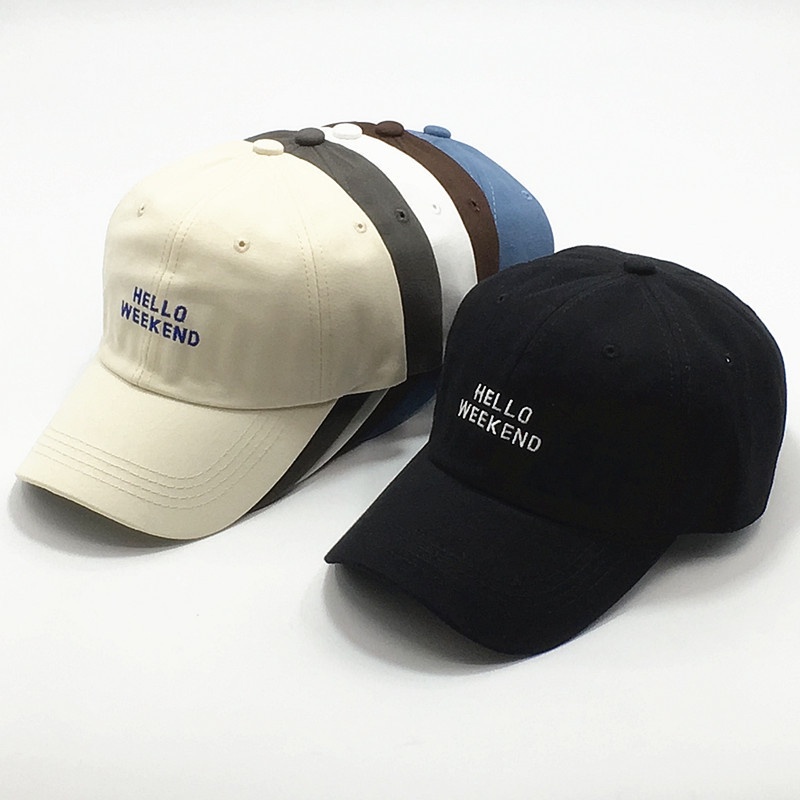 Nón lưỡi trai LINJW mềm mại thêu chữ thời trang hàn quốc