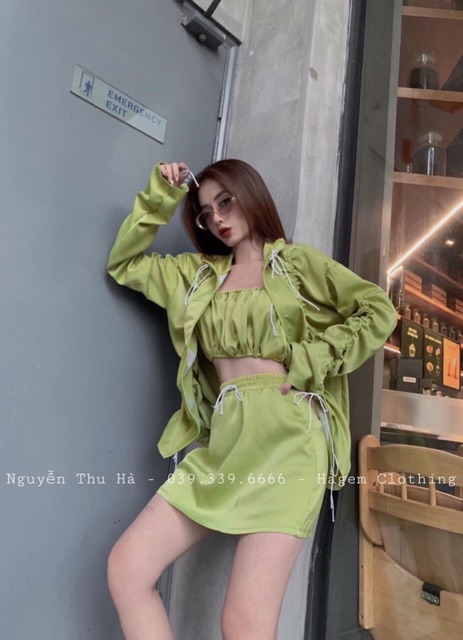 Combo set 3 món áo rút + áo quây cúp+ váy