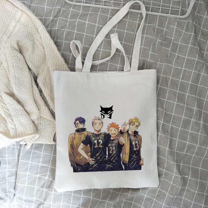 Bóng chuyền Junior Haikyuu Anime Túi vải Túi xách Túi Tote dung tích lớn Túi mua sắm