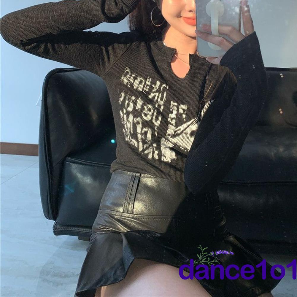 Áo croptop tay dài màu sắc đơn giản thời trang mùa hè cho nữ