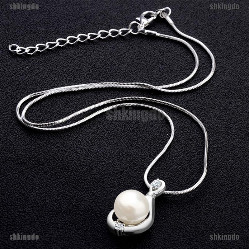 Dây Chuyền Mạ Bạc Đính Hạt Giả Ngọc Trai