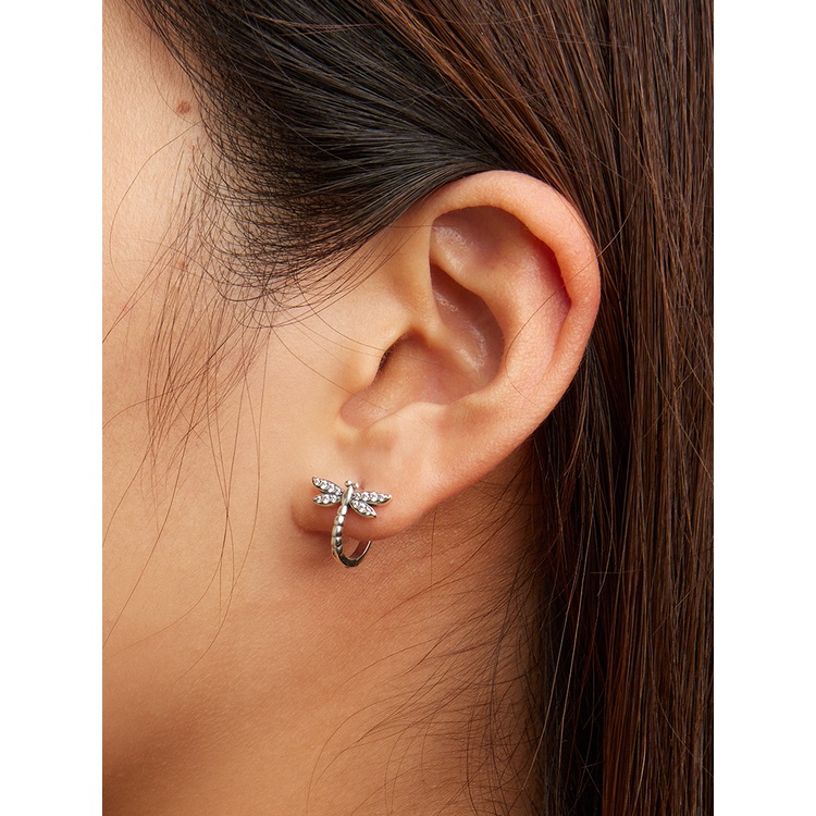 BAMOER Bông Tai Xi bạc 925 HìNh ChuồN ChuồN ĐíNh Đá ThờI Trang