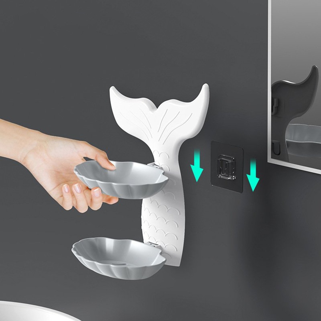 Kệ Để Xà Bông Nhà Tắm Dán Tường Hình Chú Cá Siêu Xinh Hai Lớp