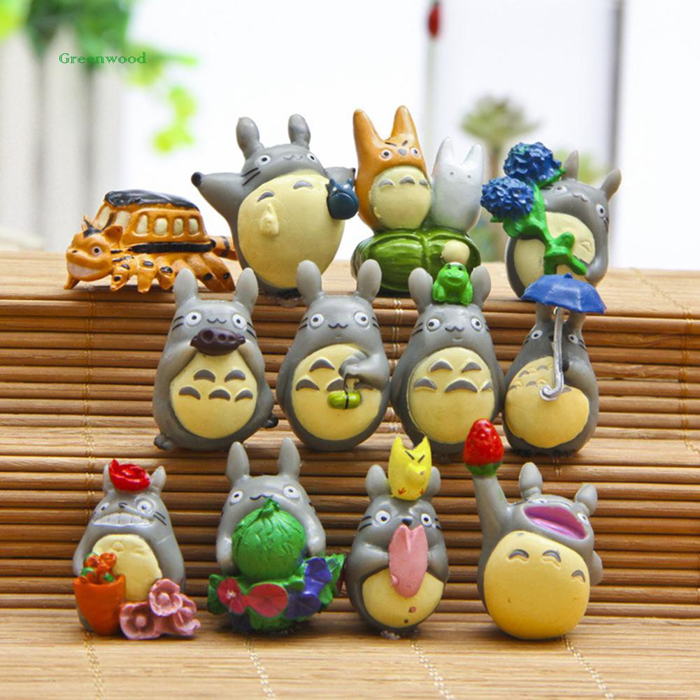Bộ 12 mô hình Totoro thiết kế trang trí sân vườn chậu bonsai dễ thương xinh xắn
