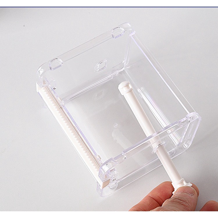 Hộp cắt washi tape Béo shop đựng cắt băng dính đa năng mini bằng nhựa Acrylic trong suốt size lớn 2 lưỡi dao tiện lợi