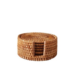 Bộ lót ly mây tre 6 chiếc có khay