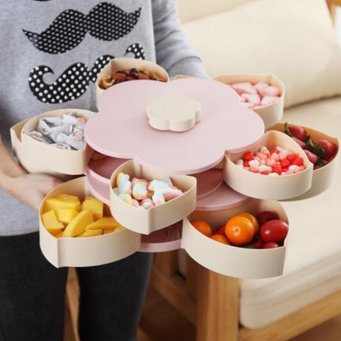 [RẺ VÔ ĐỊCH❤️] KHAY ĐỰNG MỨT 10 NGĂN DẠNG XOAY HÌNH CÁNH HOA TẾT 2021
