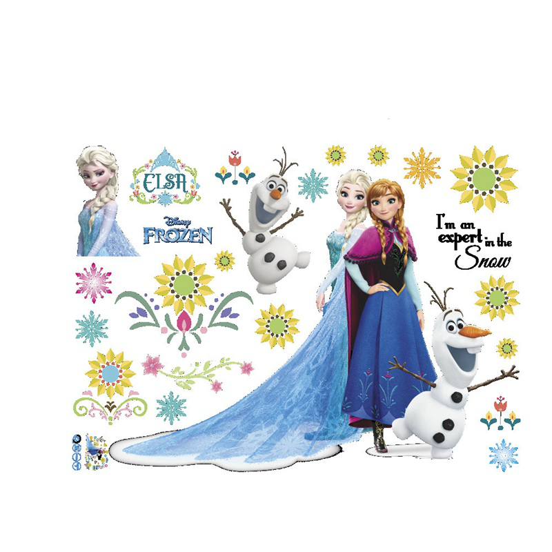 Sticker Dán Tường Hình Elsa Và Anna Trong Phim Hoạt Hình Frozen, Dễ Chùi Rửa