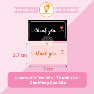 [ Sẵn ] Combo 200 Tem Thank you Cao Cấp