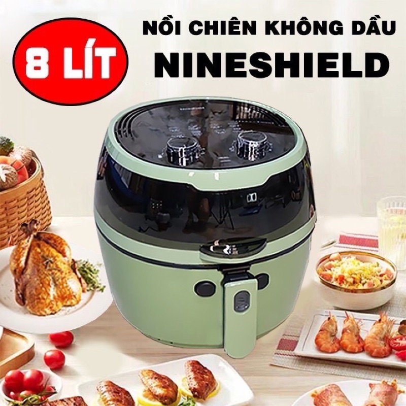 Nồi chiên không dầu Nineshield khoang kính có lưỡi đảo