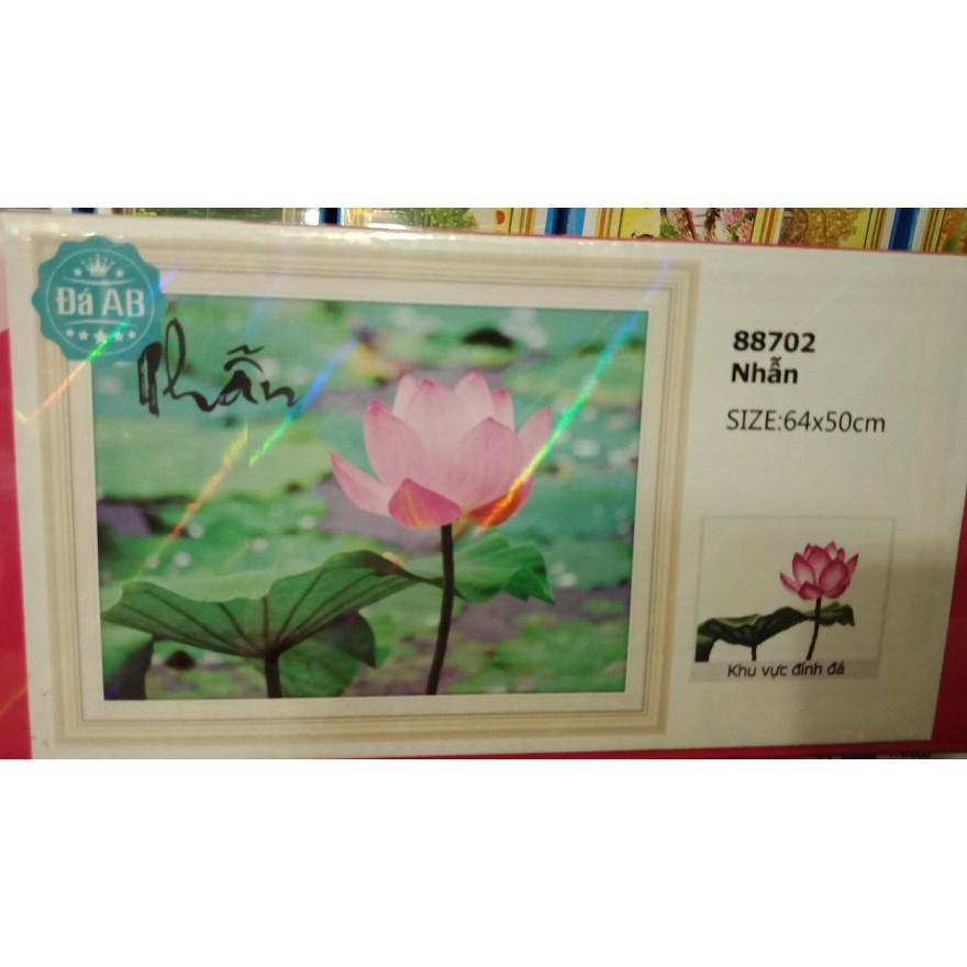 Tranh đính đá Chữ Nhẫn - Hoa Sen 88702