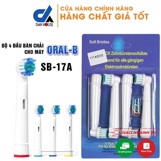 Cho máy Oral-B Braun, bộ 4 Đầu Bàn Chải điện cho răng ê buốt, phá tan mảng bám SB-17A Dan House
