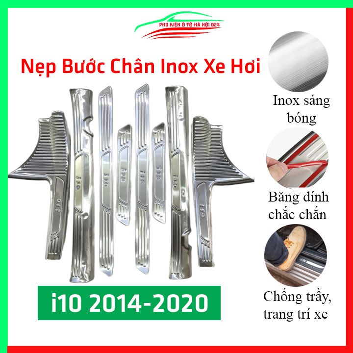 Bộ nẹp bước chân inox ô tô Hyundai I10 2014-2021 chống trầy làm đẹp ô tô