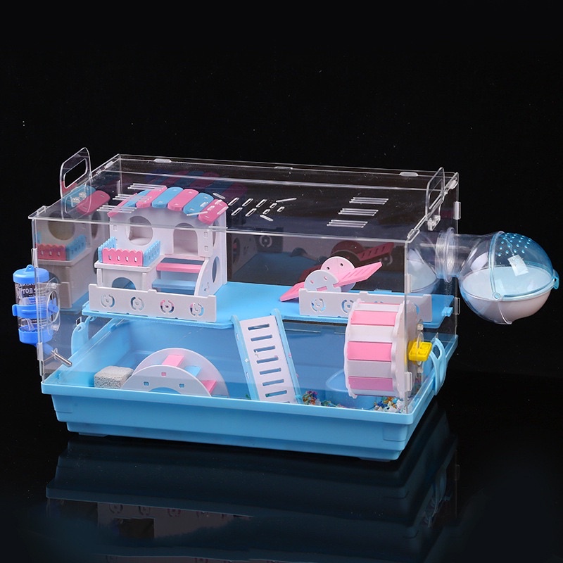 Lồng mica 47cm bigsize/full phụ kiện/có hộp. Lồng mica biệt thự nuôi hamster