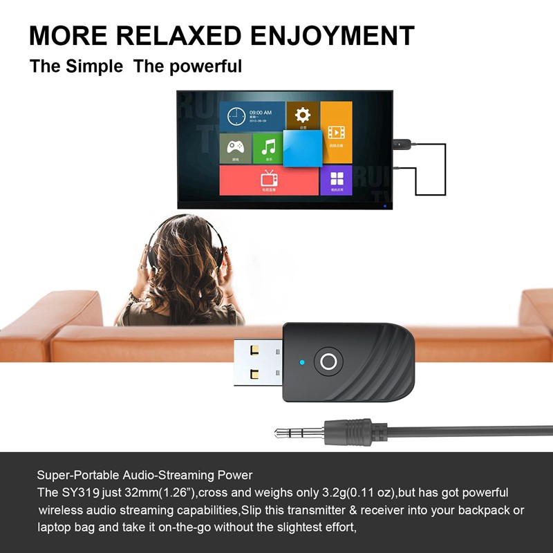 Usb Bluetooth 5.0 Chuyển Đổi Âm Thanh 3 Trong 1 Cho Tv Pc Xe Hơi 3.5mm