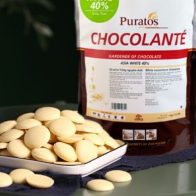 Socola Nút Trắng Puratos 40% Bịch 1kg Túi Zip