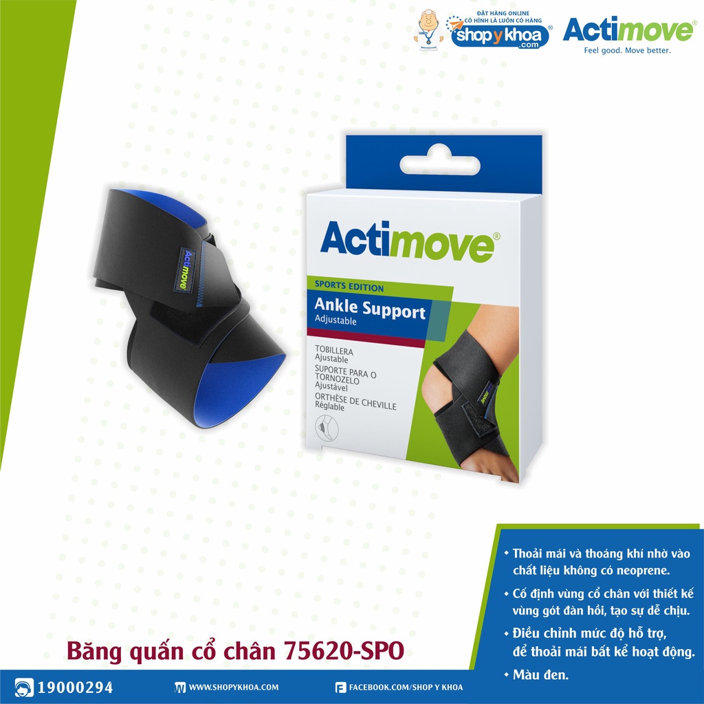 Băng Quấn Cổ Chân 75620-SPO, Màu Đen, Dùng Được Cho Cả Chân Trái Và Chân Phải [Actimove] - NK Chính Hãng Châu Âu (1 Cái)