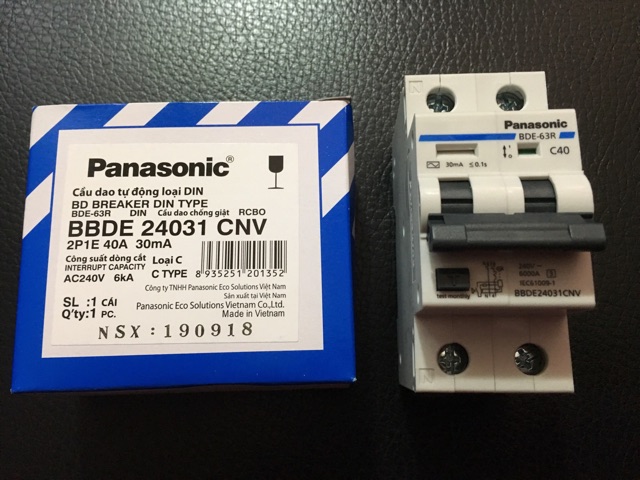 Cầu dao CB chống giật 40A Panasonic 2cực