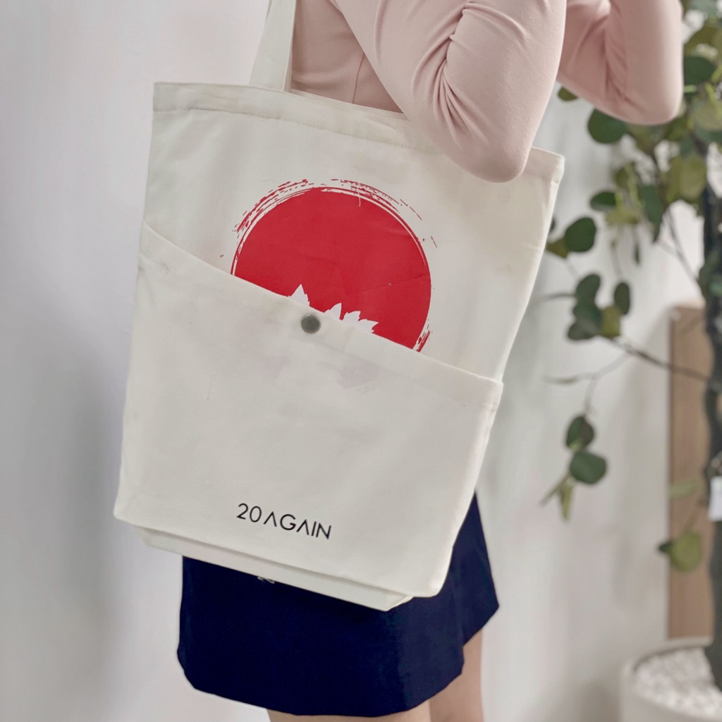 Túi vải Canvas 20AGAIN Phong Cách Hàn Quốc thêu chữ SHINE AGAIN