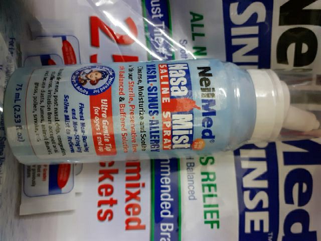 (Tặng 3 muối dùng thử) Combo bình rửa mũi 240ml và bình xịt mũi 75ml neilmed (hàng tách set) date 2022 | BigBuy360 - bigbuy360.vn
