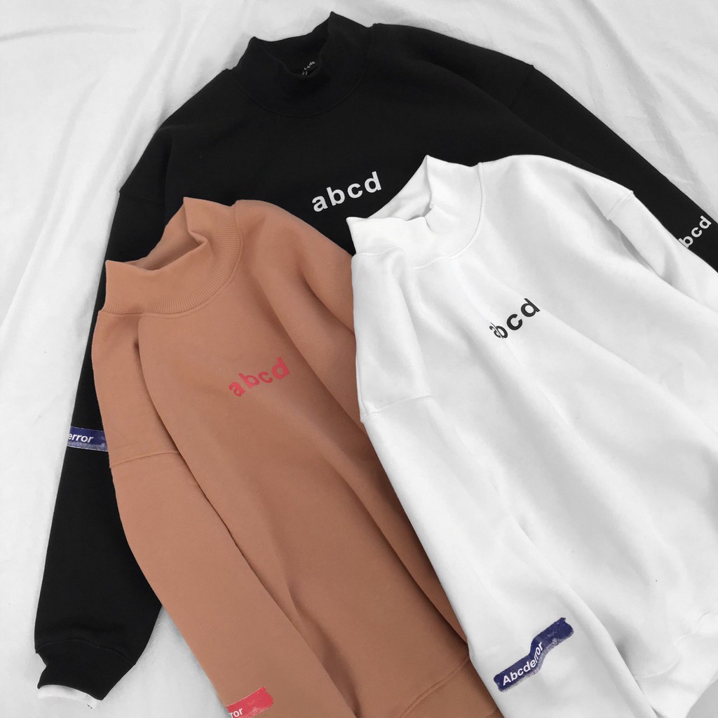 Áo Sweater Oversize cao cổ ABCD, JACKLANE , Áo nam nữ Unisex Jack Lane dài tay trơn form rộng họa tiết đơn giản | BigBuy360 - bigbuy360.vn