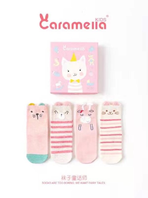 Tất vớ Caramella cho bé 0-24m hộp 4 đôi [ babyboo]