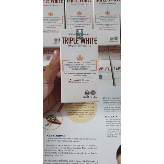 [Hàng Chính Hãng] Viên Uống Triple White - Viên Uống Trắng Da, Chống Nắng &amp; Giảm Thâm Nám Của Mỹ