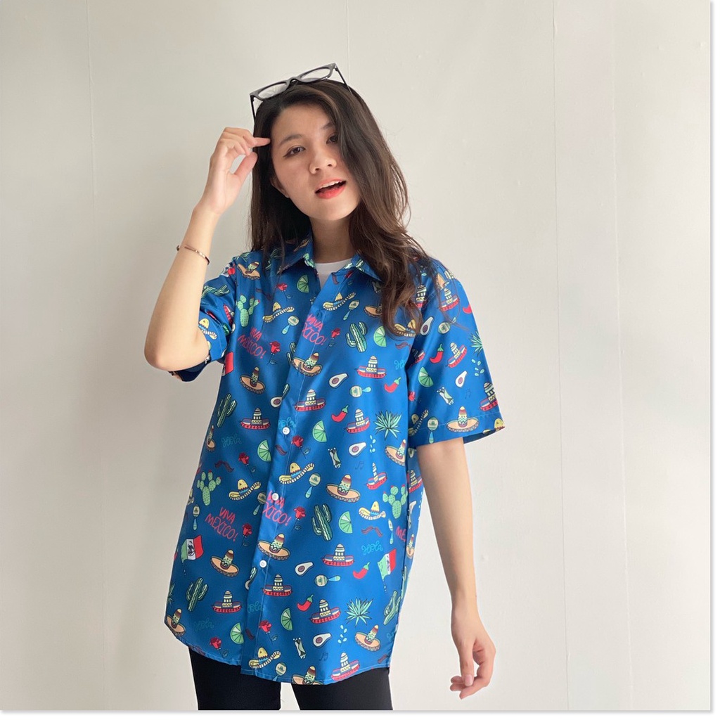 ÁO SƠ MI NỮ FORM RỘNG HOẠ TIẾT HOA LÁ CỰC ĐẸP , TƯƠI TẮN KME FASHION