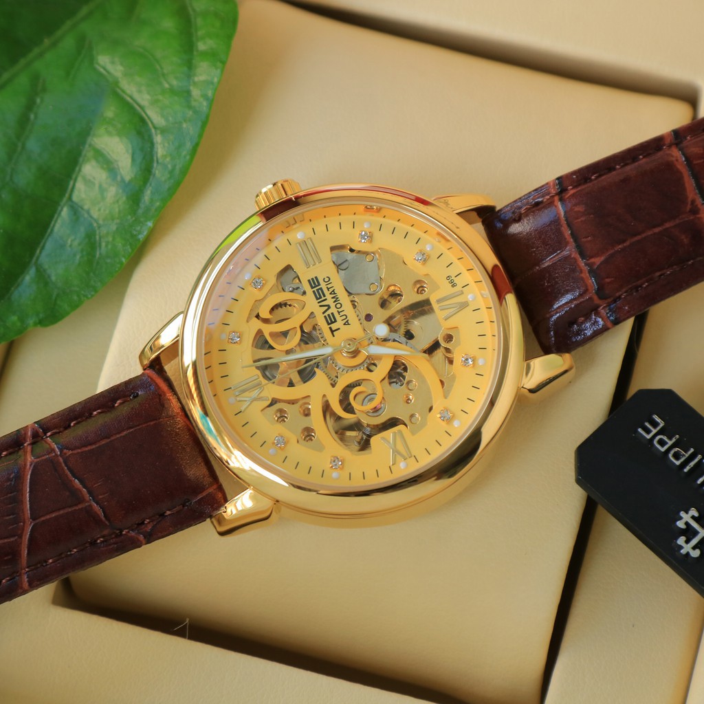 Đồng hồ nam cơ dây da cao cấp Tevise T869A-3 full box, mặt kính sapphire chống xước, chống nước, bảo hành 03 năm | BigBuy360 - bigbuy360.vn