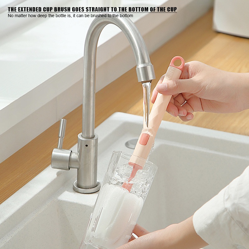 Cọ Xốp Vệ Sinh Chai Lọ Thủy Tinh / Cốc Nước Kháng Khuẩn Có Thể Tháo Rời Tiện Dụng Cho Nhà Bếp